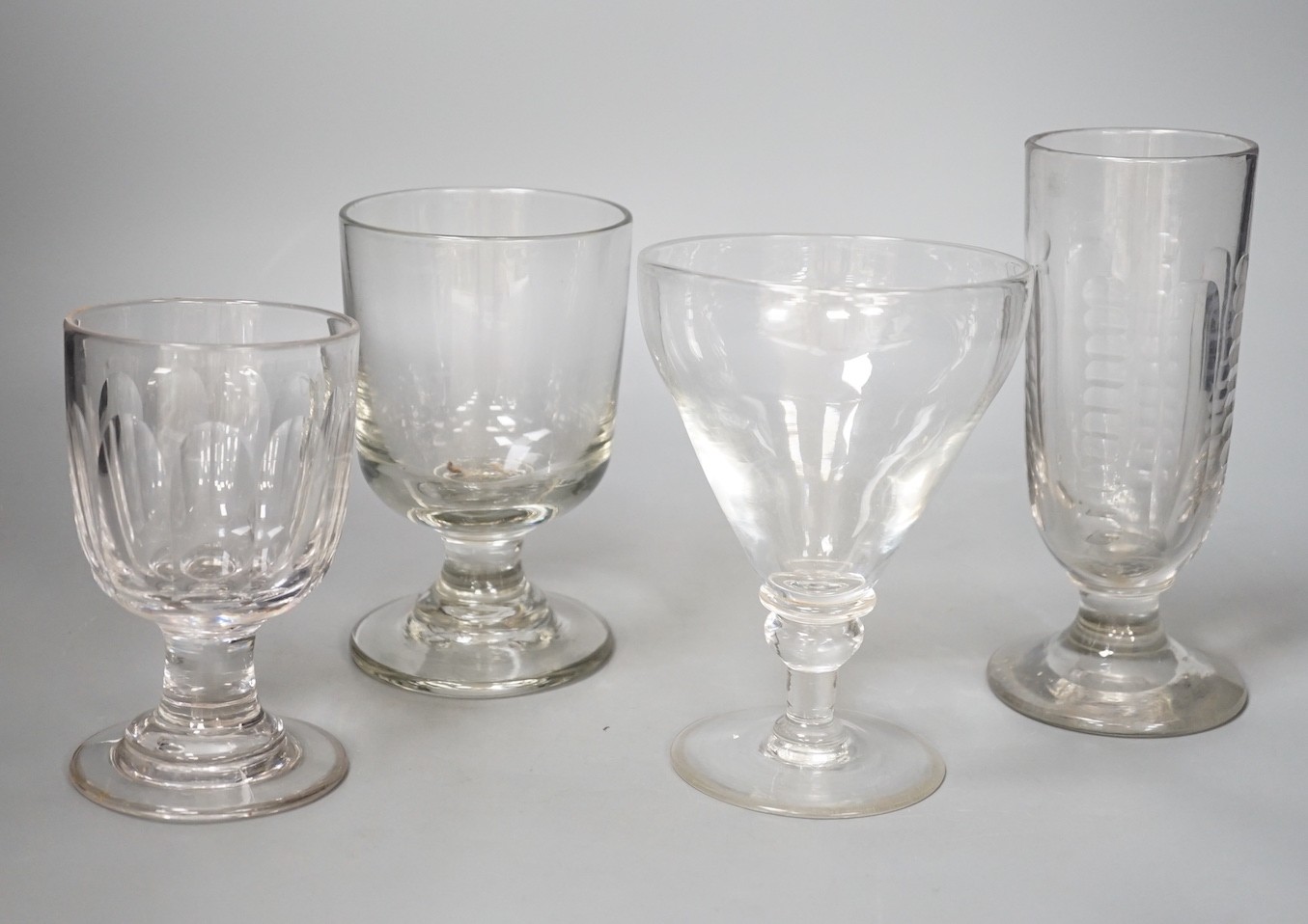 Four 19th/20th century glass rummers - tallest 18.5cm